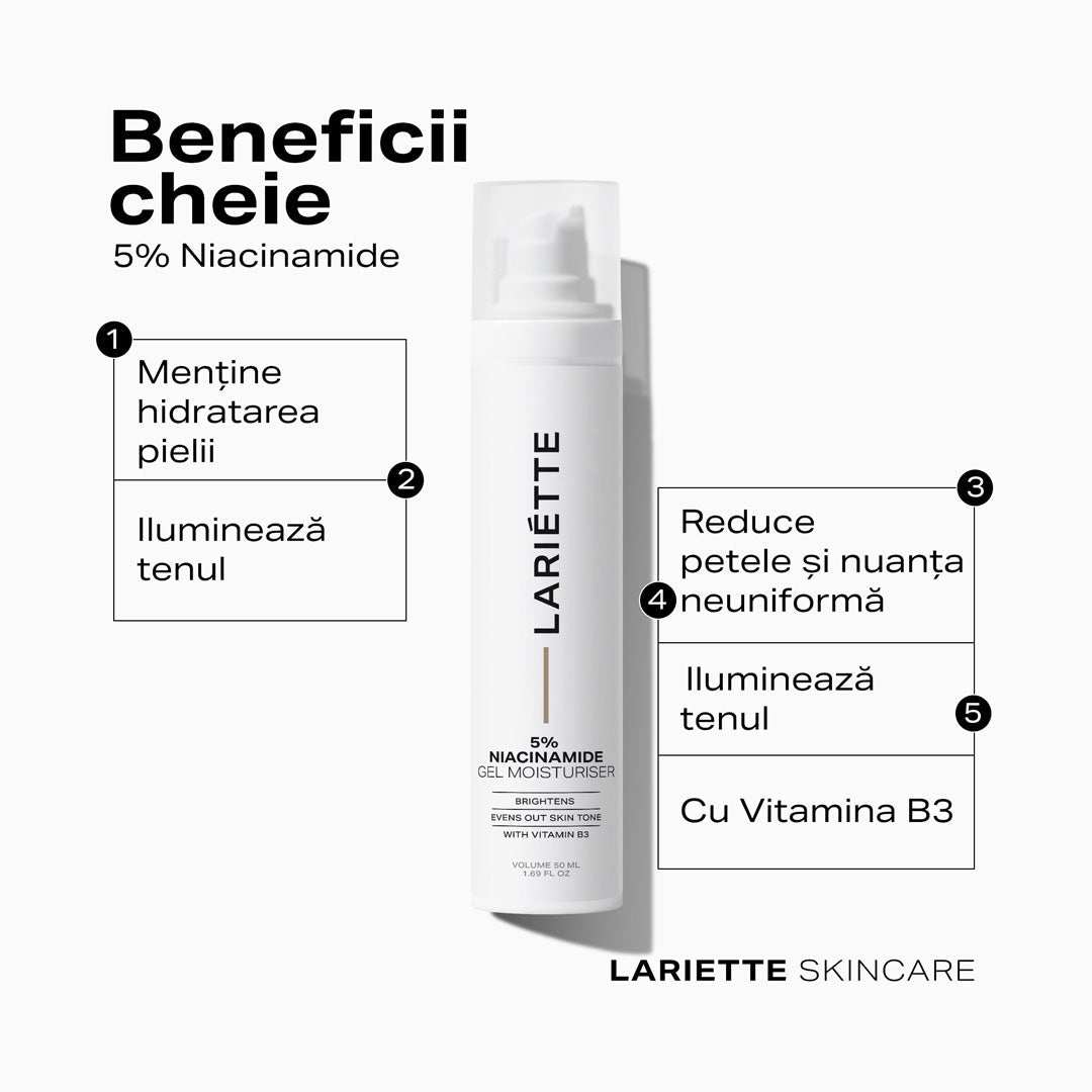 Beneficii niacinamide gel hidratant Lariette skincare