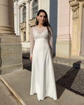 Rochie de mireasă ADELE LARIÉTTE din crep, cu mâneci lungi din dantelă