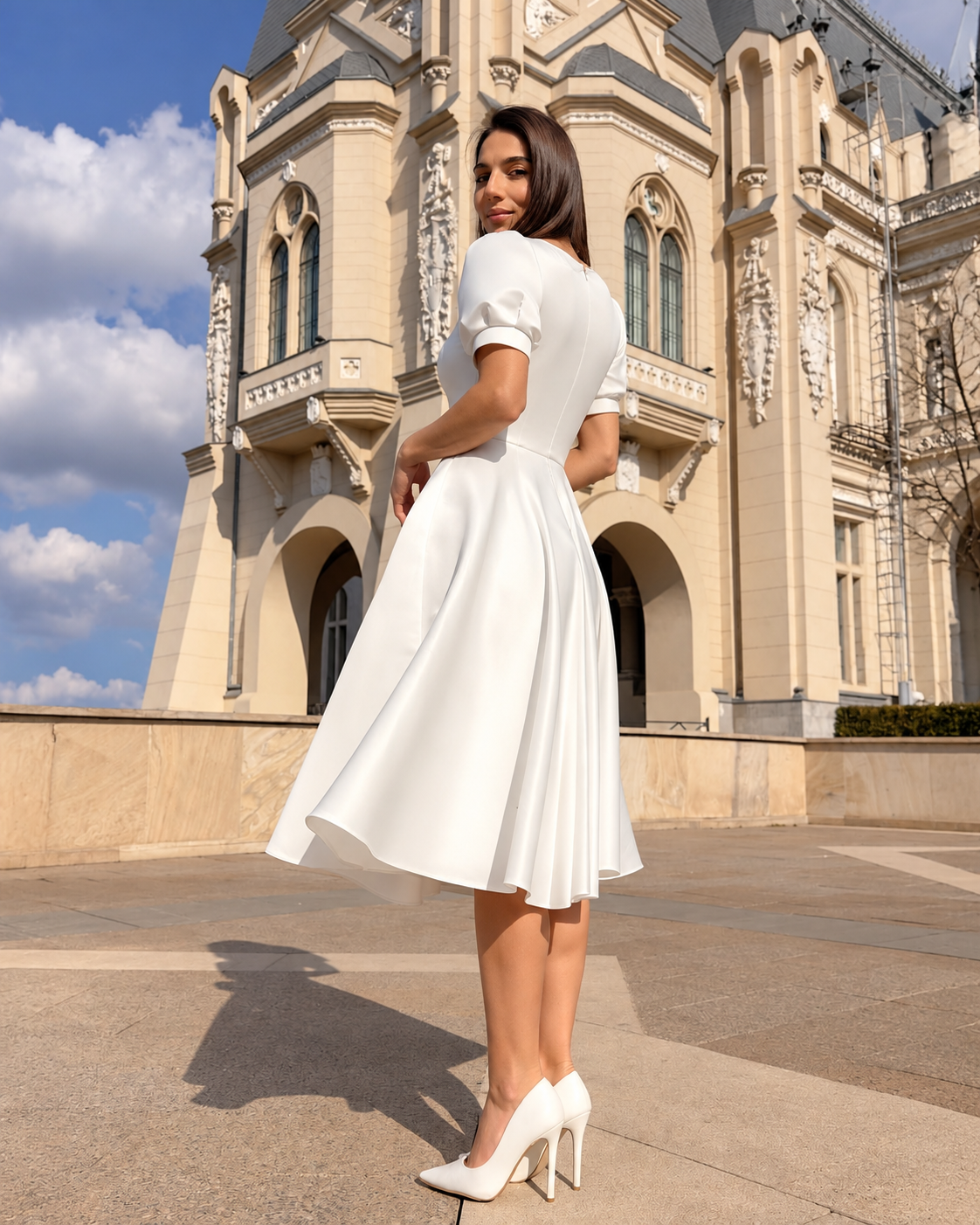 Rochie alba cununie civilă elegantă