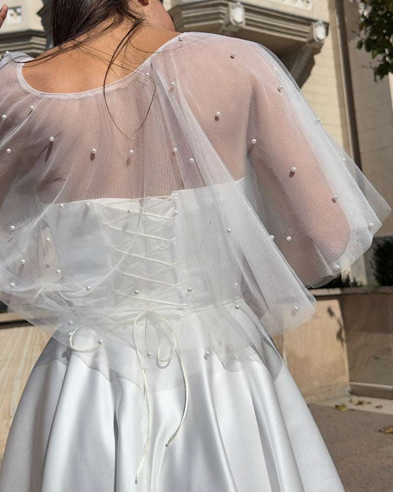 Bolero/cape din tulle cu perle – pentru rochii de cununie – LARIETTE