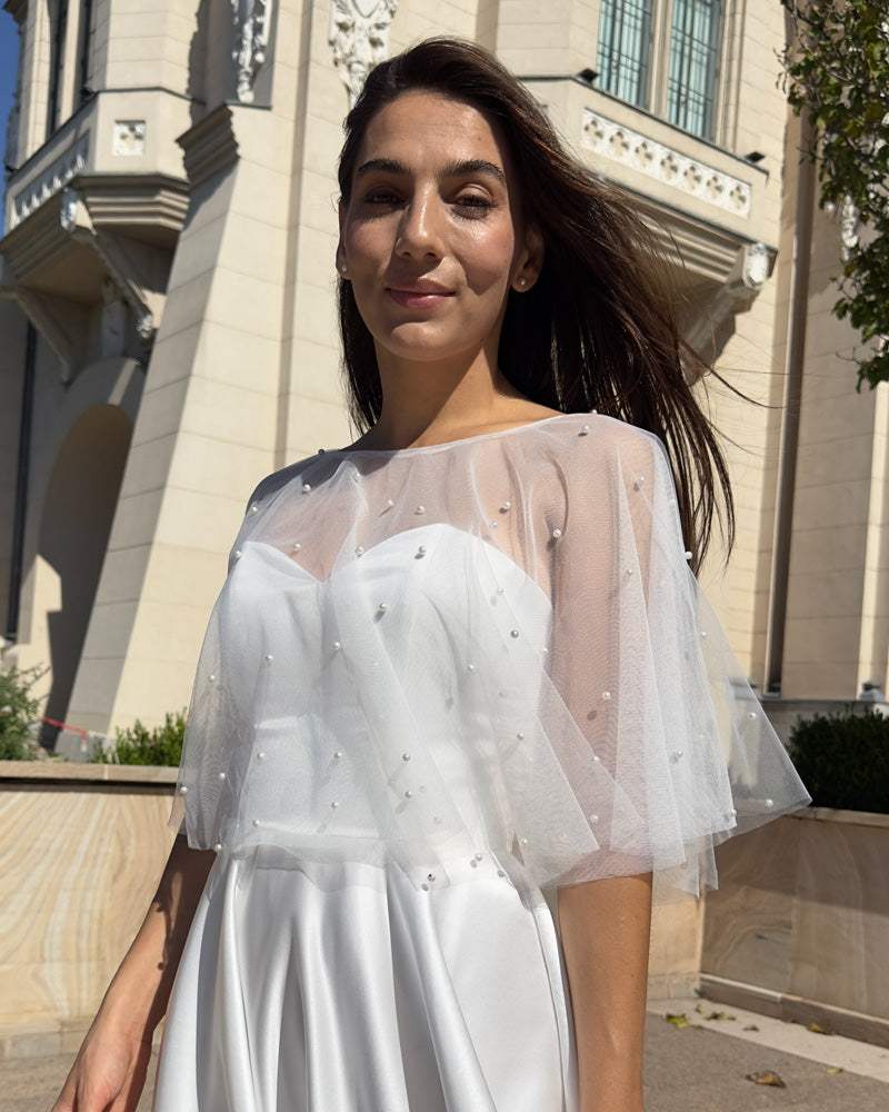 Bolero/cape din tulle cu perle – pentru rochii de cununie – LARIETTE