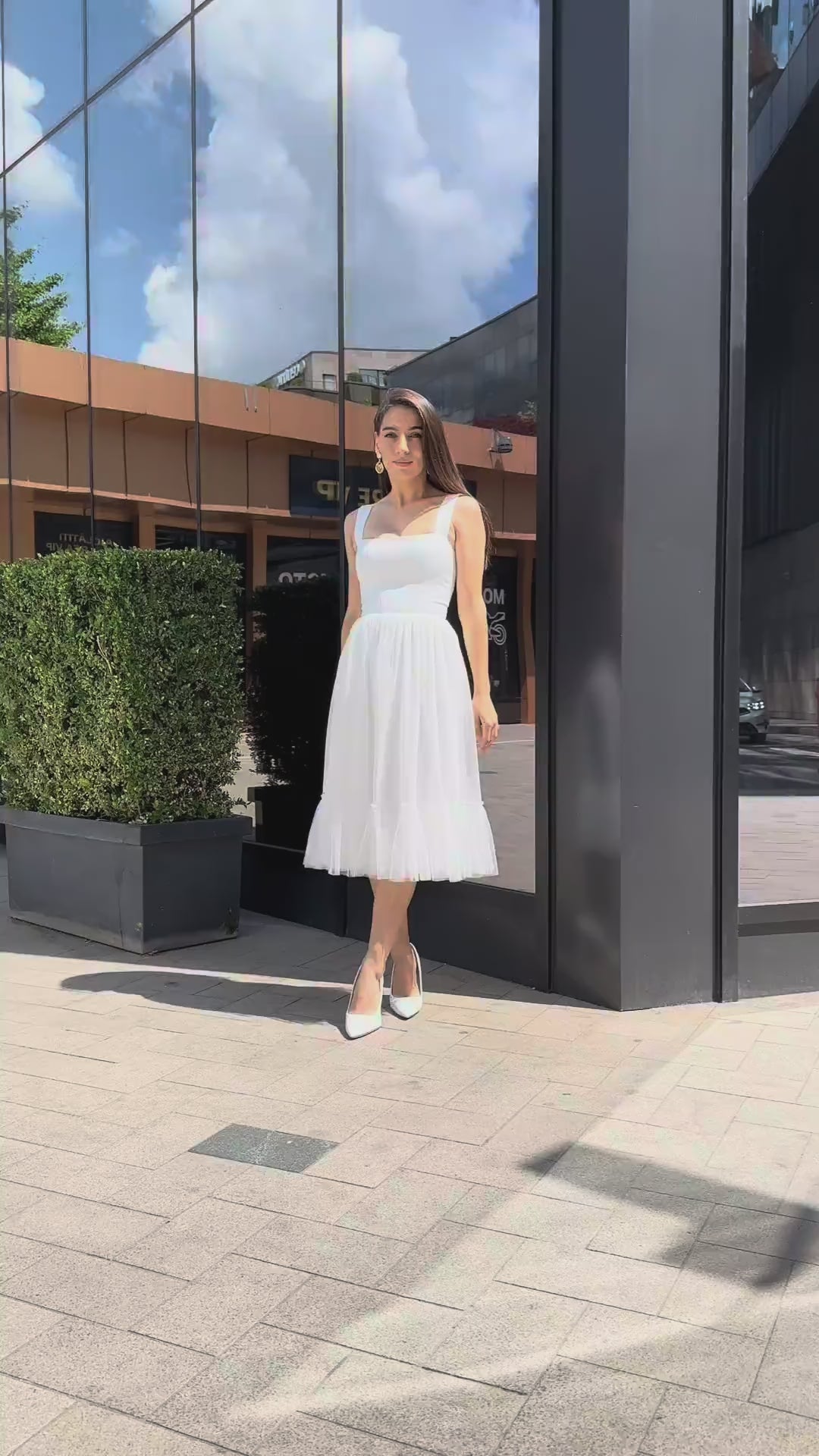 Rochie cununie civila elegantă midi, rafinată, pentru ziua ta specială